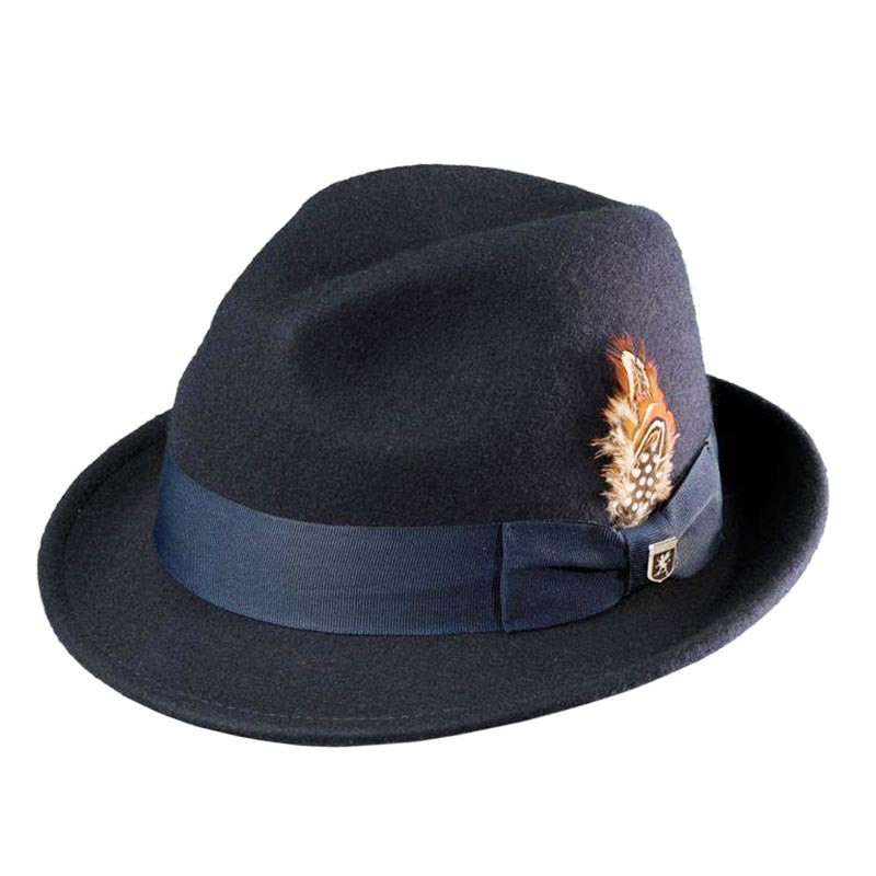 Chelsea Wool Felt Fedora Hat with Feather - Stacy Adams Hats  display picture 2