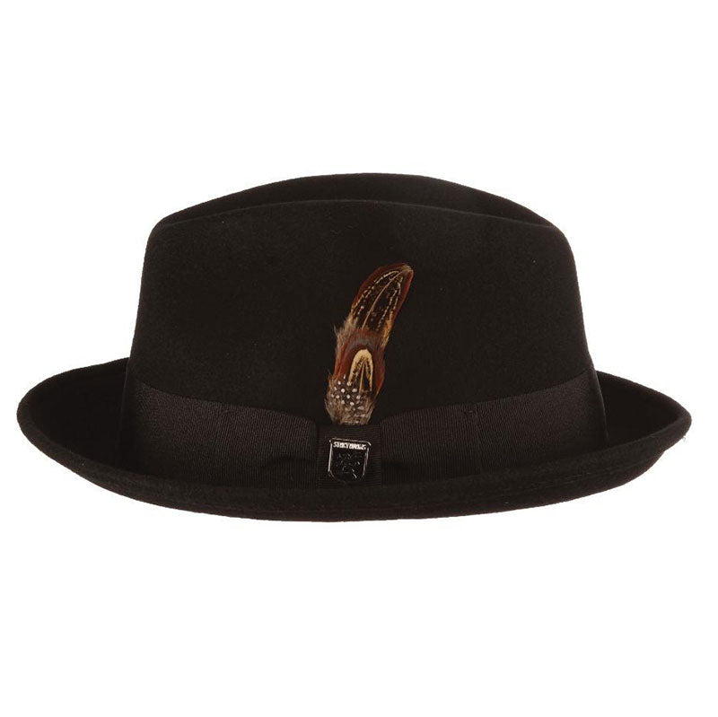 Chelsea Wool Felt Fedora Hat with Feather - Stacy Adams Hats Safari Hat Stacy Adams Hats SAW621 Black Medium (22.5") Wool Felt