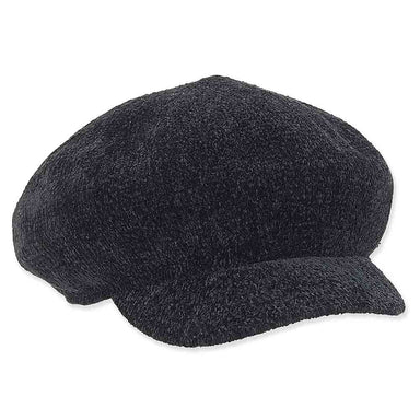 Chenille Fashion Newsboy Cap - Adora Hats Cap Adora Hats AD944A Black Medium (57 cm) 