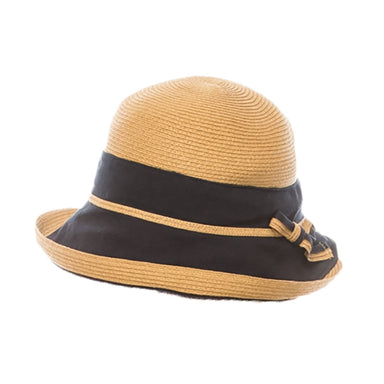 Chic Summer Cloche Hat with Ramie Brim - Boardwalk Style Hats Cloche Boardwalk Style Hats DA1866bk Black Medium (57 cm) 