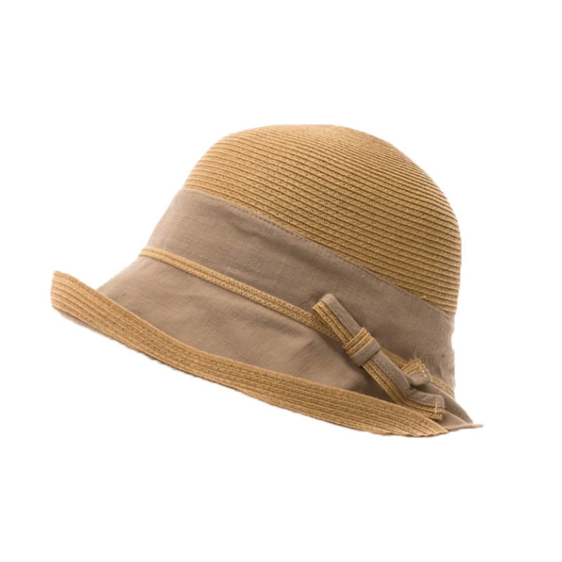 Chic Summer Cloche Hat with Ramie Brim - Boardwalk Style Hats Cloche Boardwalk Style Hats DA1866bg Beige Medium (57 cm) 