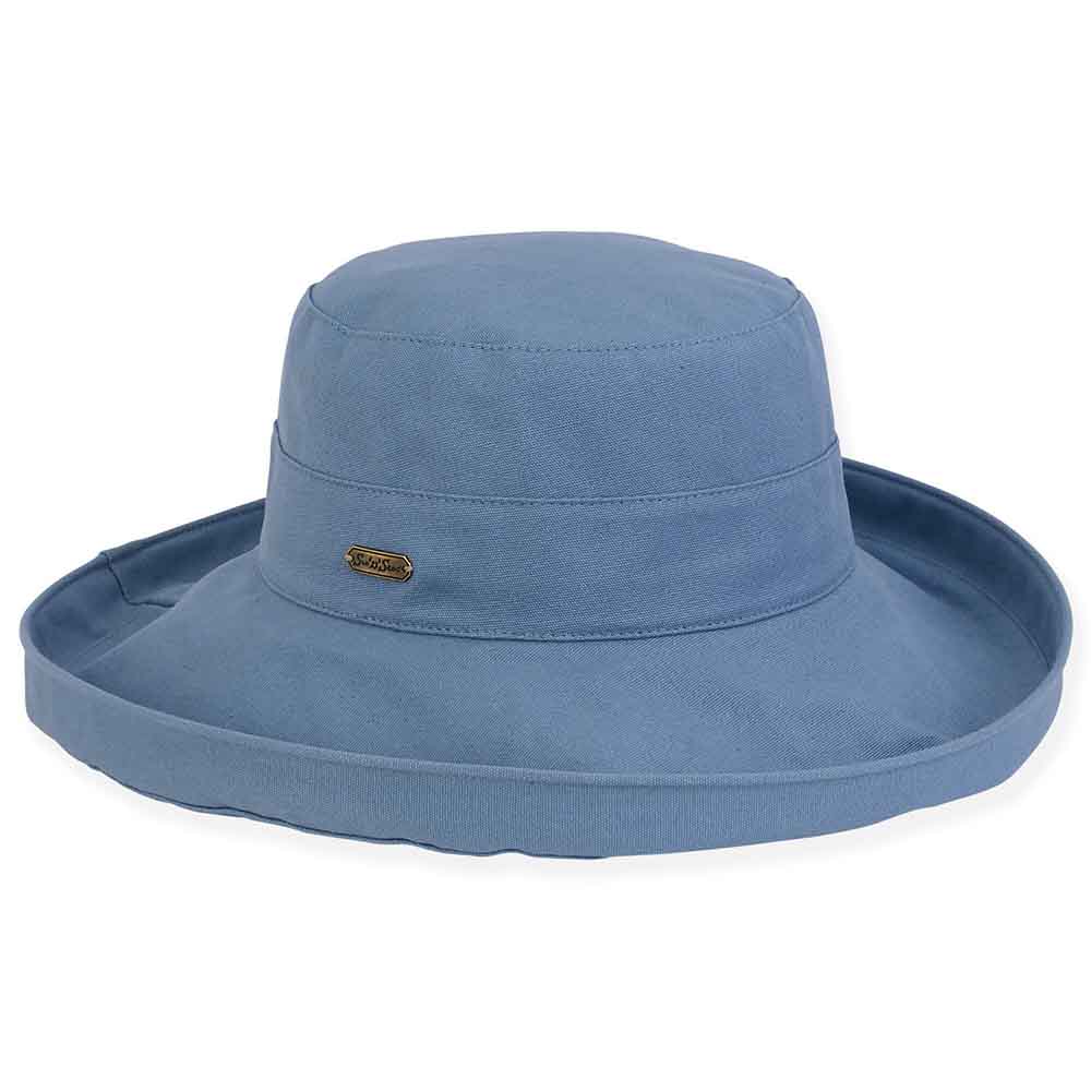 Classic Ladies Cotton Up Brim Hat - Sun 'N' Sand Hats Kettle Brim Hat Sun N Sand Hats hh1577R Dark Blue Medium (57 cm) 