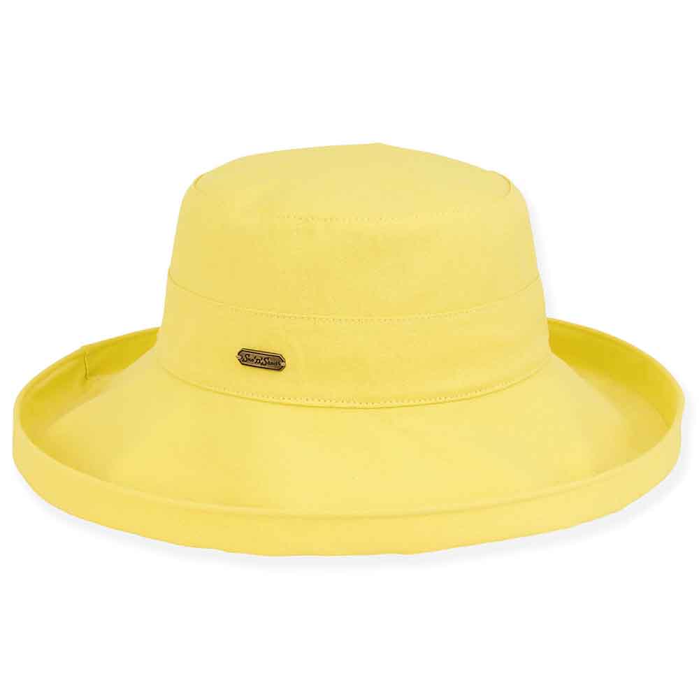 Classic Ladies Cotton Up Brim Hat - Sun 'N' Sand Hats Kettle Brim Hat Sun N Sand Hats hh1577P Yellow Medium (57 cm) 