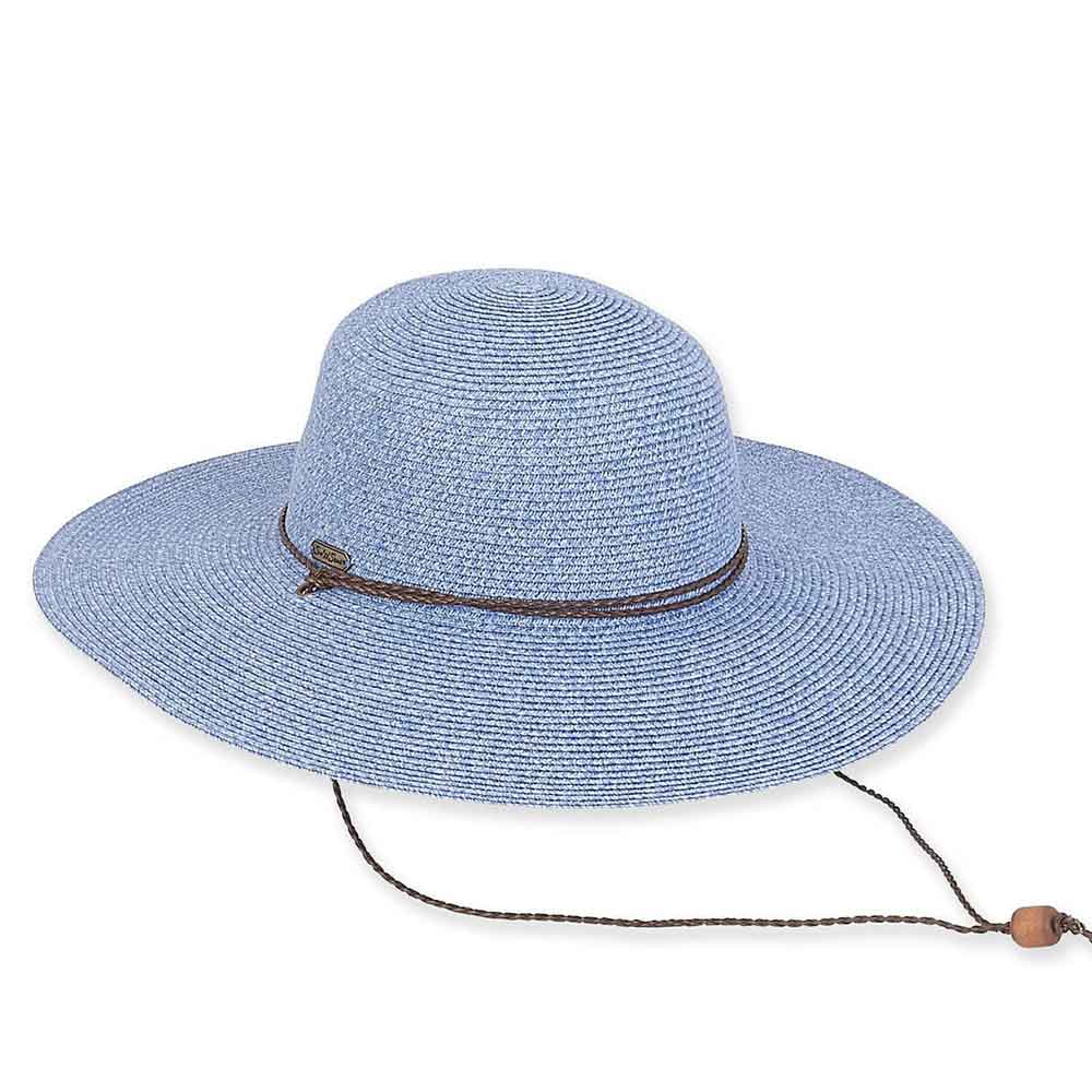 Classic Wide Brim Straw Beach Hat - Sun 'N' Sand Hats Wide Brim Sun Hat Sun N Sand Hats HH2139D Blue Tweed Medium (57 cm) 