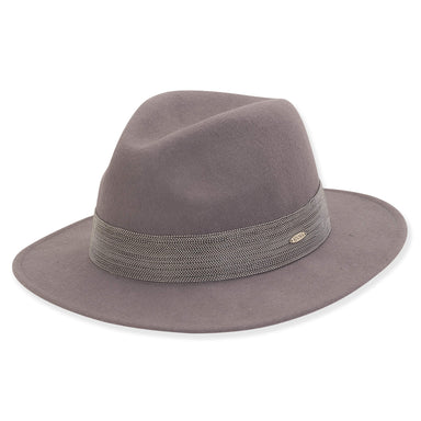 Classic Wool Safari Hat with Beaded Trim - Adora® Hats Safari Hat Adora Hats AD1128A Grey  