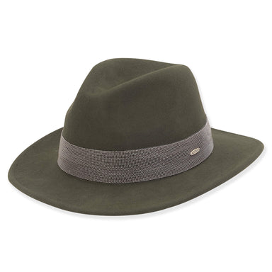 Classic Wool Safari Hat with Beaded Trim - Adora® Hats Safari Hat Adora Hats AD1128C Olive  