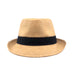 Classic Woven Straw Summer Fedora Hat for Small Heads - JSA Hats Fedora Hat Jeanne Simmons JS1237TAN Tan Small (56cm) 