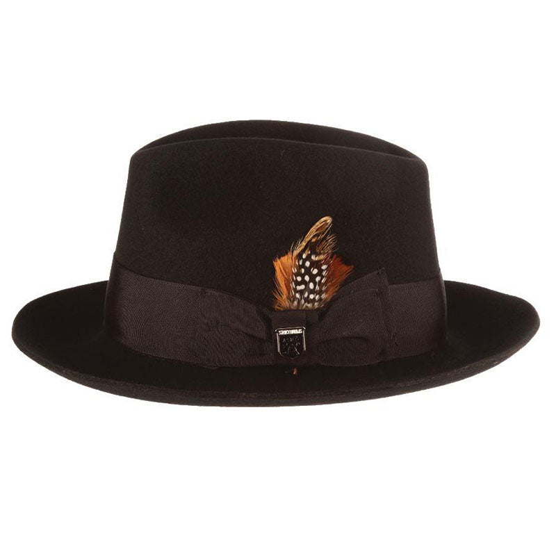 Stacy Adams Taupe / Black 100% Wool Felt Fedora Dress Hat SAW641 - $49.90  :: Upscale Menswear 