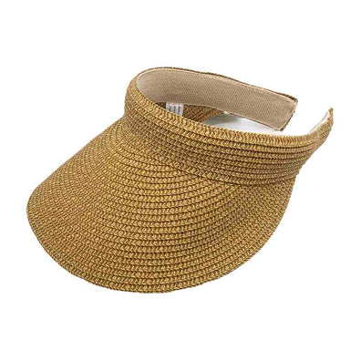 Clip On Straw Sun Visor with Comfort Band - JSA Hats Visor Cap Jeanne Simmons js6115TT Toast Tweed  
