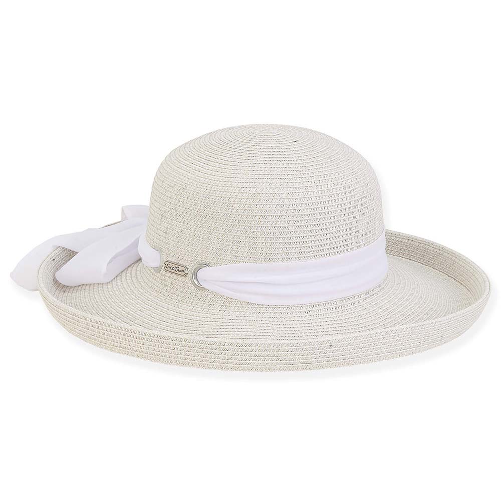 Coast Up Brim Sun Hat with Chiffon Scarf - Sun 'N' Sand Hats ...