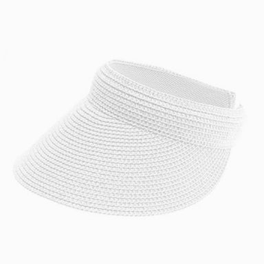 Comfort Band Bright Colors Clip On Straw Sun Visor - Boardwalk Style Visor Cap Boardwalk Style Hats DA486S-WHT White Medium (57 cm) 