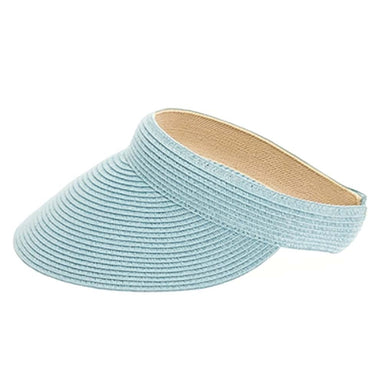 Comfort Band Pastel Colors Clip On Straw Sun Visor - Boardwalk Style Visor Cap Boardwalk Style Hats DA486S-BL Light Blue Medium (57 cm) 