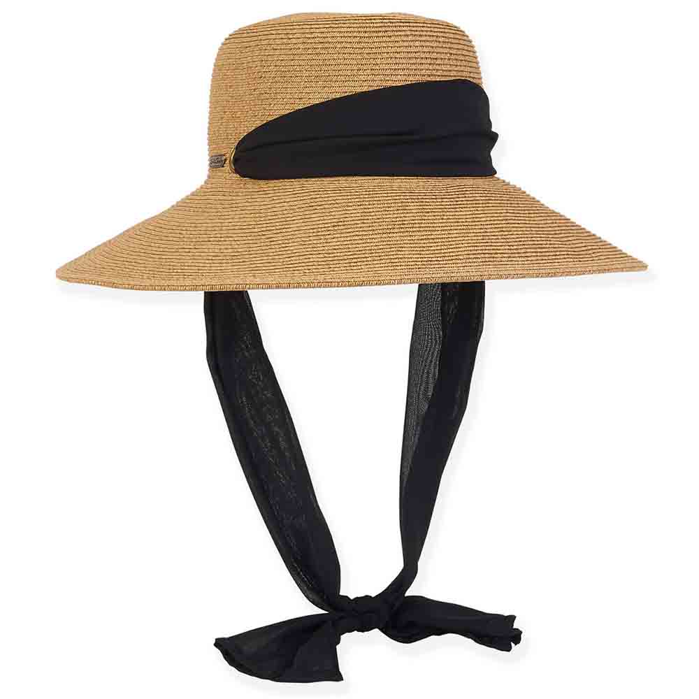 Convertible Sun Hat with Sash - Sun 'N' Sand Hats Wide Brim Hat Sun N Sand Hats HH2831B Tan OS (57 cm) 