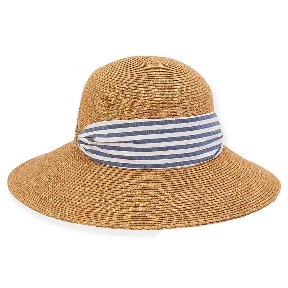 Convertible Sun Hat with Striped Scarf - Sun 'N' Sand Hats Wide Brim Hat Sun N Sand Hats    