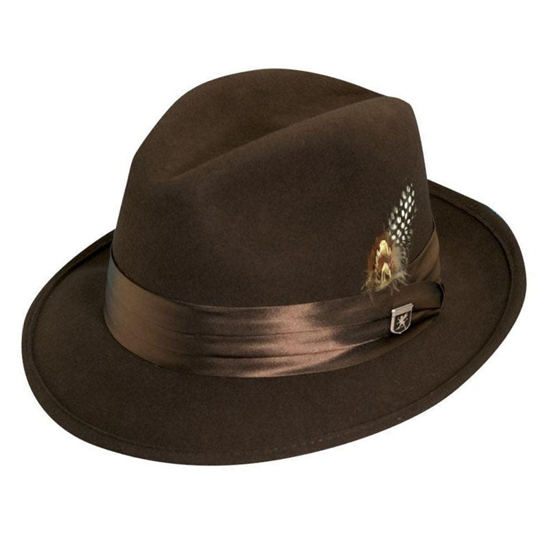 Stacy Adams Snap Brim Fedora Hat - Brown up to XXL Fedora Hat Stacy Adams Hats SAW566 Brown Medium (22.25") 