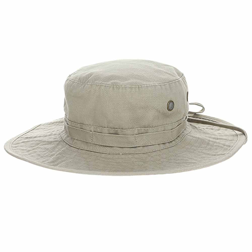Cotton Boonie with Tropical Print Underbrim - DPC Hats Bucket Hat Dorfman Hat Co. BH222KHX Khaki X-Large (24") 