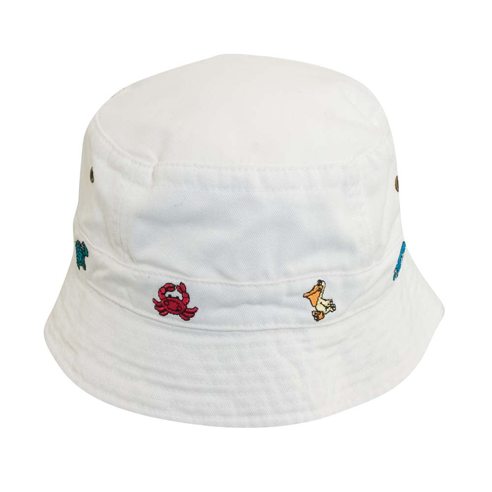 Cotton Bucket Hat for Toddlers - DPC Kinder Caps Bucket Hat Dorfman Hat Co. c885wh White  