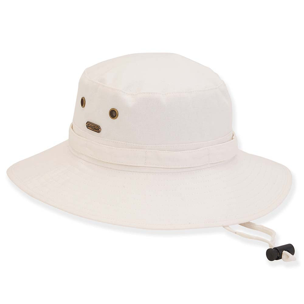 Cotton Canvas Boonie with Chin Tie - Sun 'N' Sand Hats Bucket Hat Sun N Sand Hats HH2782A Ivory S/M (56-57 cm) 