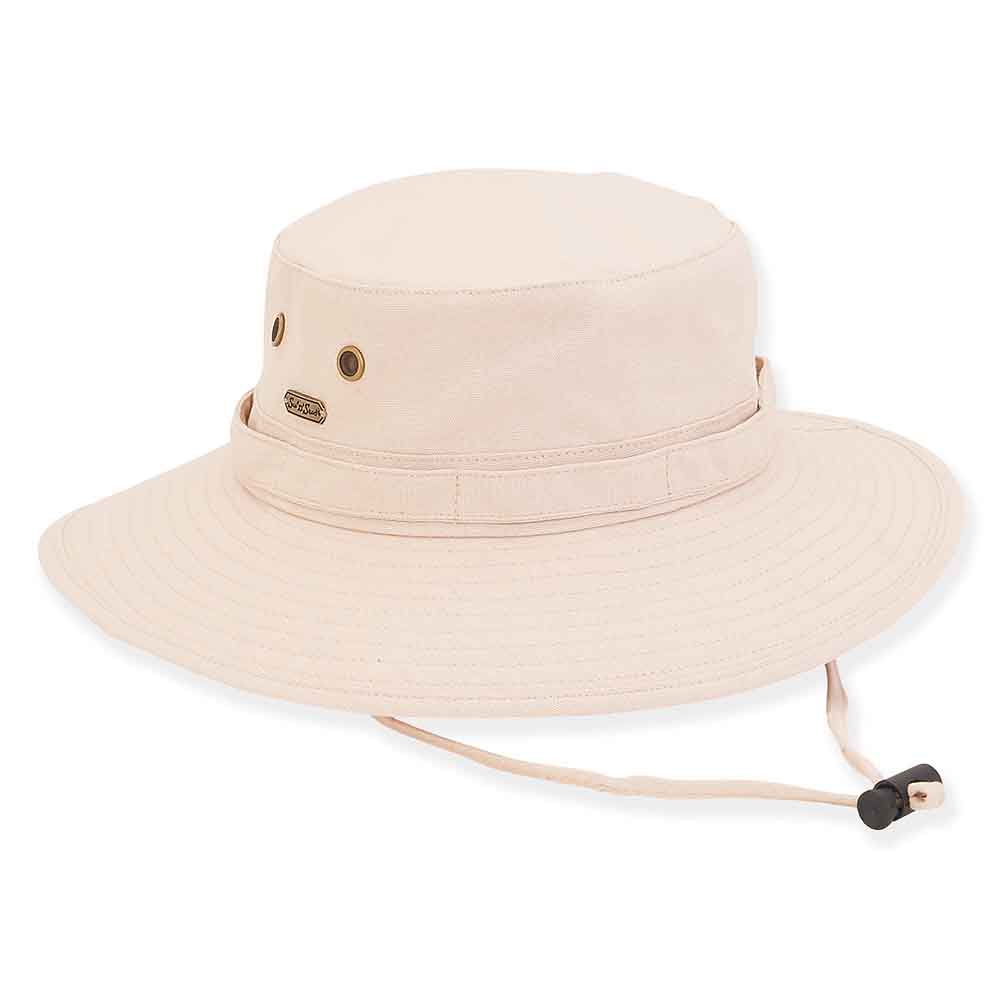 Cotton Canvas Boonie with Chin Tie - Sun 'N' Sand Hats Bucket Hat Sun N Sand Hats HH2782B Khaki S/M (56-57 cm) 