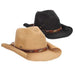 Cowboy Hat with Embroidered Leatherette Band - Scala Hats Cowboy Hat Scala Hats LP328 Black  
