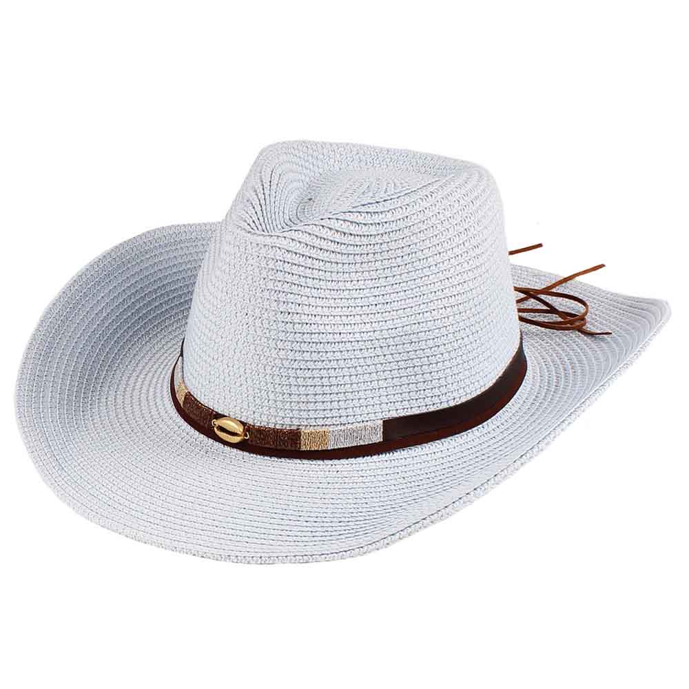 Cowboy Hat with Metallic String Band - Jeanne Simmons Hats Safari Hat Jeanne Simmons JS1350 Light Blue Medium (57 cm) 