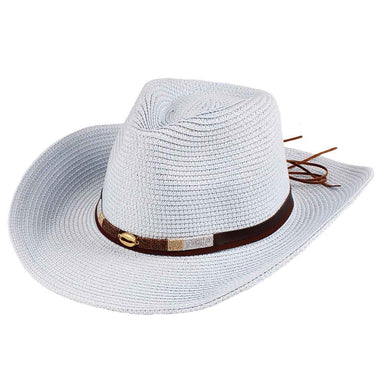 Cowboy Hat with Metallic String Band - Jeanne Simmons Hats Safari Hat Jeanne Simmons JS1350 Light Blue Medium (57 cm) 