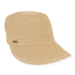 Criss Cross Woven Straw Brim Cap - Sun 'N' Sand Hats Facesaver Hat Sun N Sand Hats HH1821B Natural M/L (57-59 cm) Elastic Stretch Closure