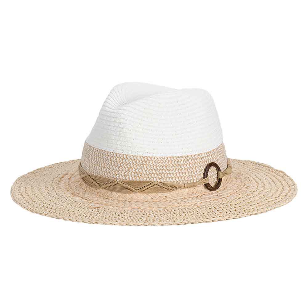 Scala Alcantara Mixed Straw Fedora Hat: Size: One Size Fits Most White
