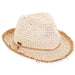Crochet Crown Fedora Hat with Frayed Brim - Sun 'N' Sand Hats Fedora Hat Sun N Sand Hats HH2725A Ivory M/L (58 cm) 