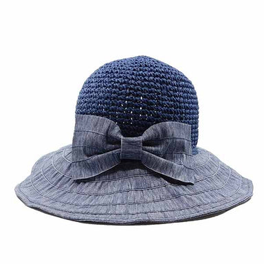 Crochet Crown Sewn Ribbon Brim Ladies Hat - Bohemian Fashion Cloche Bohemian Fashion    