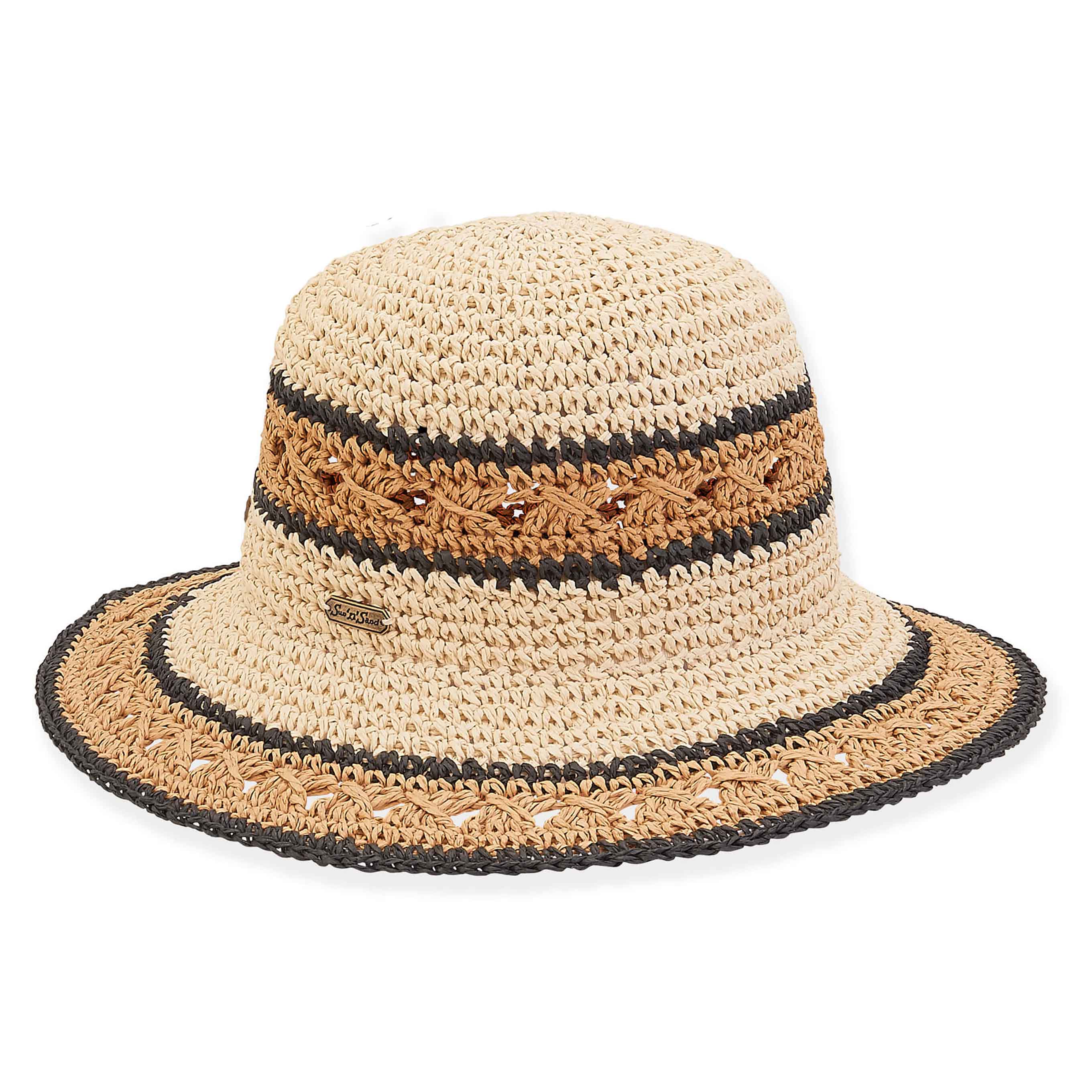Crochet Toyo Summer Floppy Hat - Sun 'N' Sand Hats Wide Brim Hat Sun N Sand Hats HH2721A Natural Medium (57 cm) 