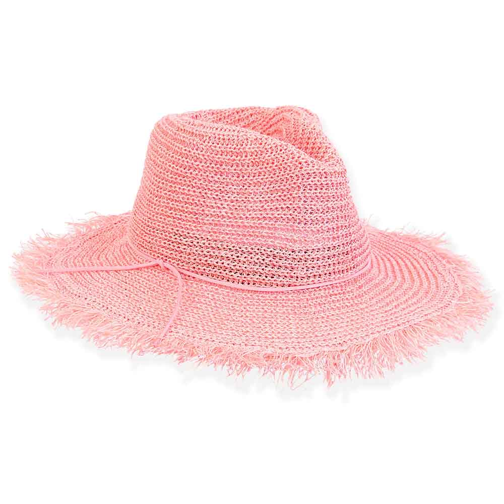 Crochet White Straw Frayed Edge Summer Hat for Petites - Sunny Dayz Safari Hat Sun N Sand Hats    