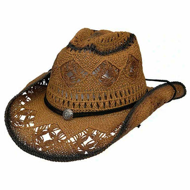 Crocheted Straw Cattleman Hat for Small Heads - Karen Keith Hats Cowboy Hat Great hats by Karen Keith RM21CS Brown Small (54 cm") 