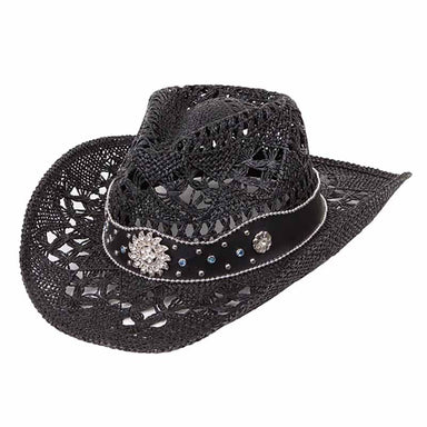 Crocheted Straw Lace Cowboy Hat up to Large Size - Karen Keith Hats Cowboy Hat Great hats by Karen Keith TM10C-Bm Black Medium (57 cm)