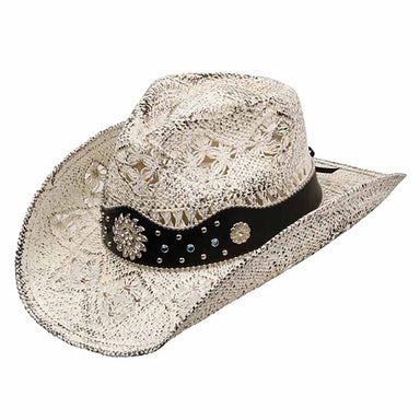 Crocheted Straw Lace Cowboy Hat for Small Heads - Karen Keith Hats, Cowboy Hat - SetarTrading Hats 