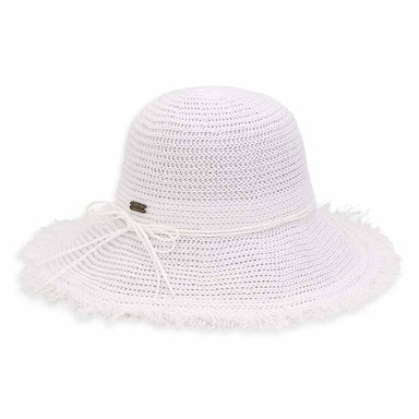 Crocheted White Straw Summer Hat - Sun 'N' Sand Hats Wide Brim Hat Sun N Sand Hats HH2588A White Medium (57 cm) 