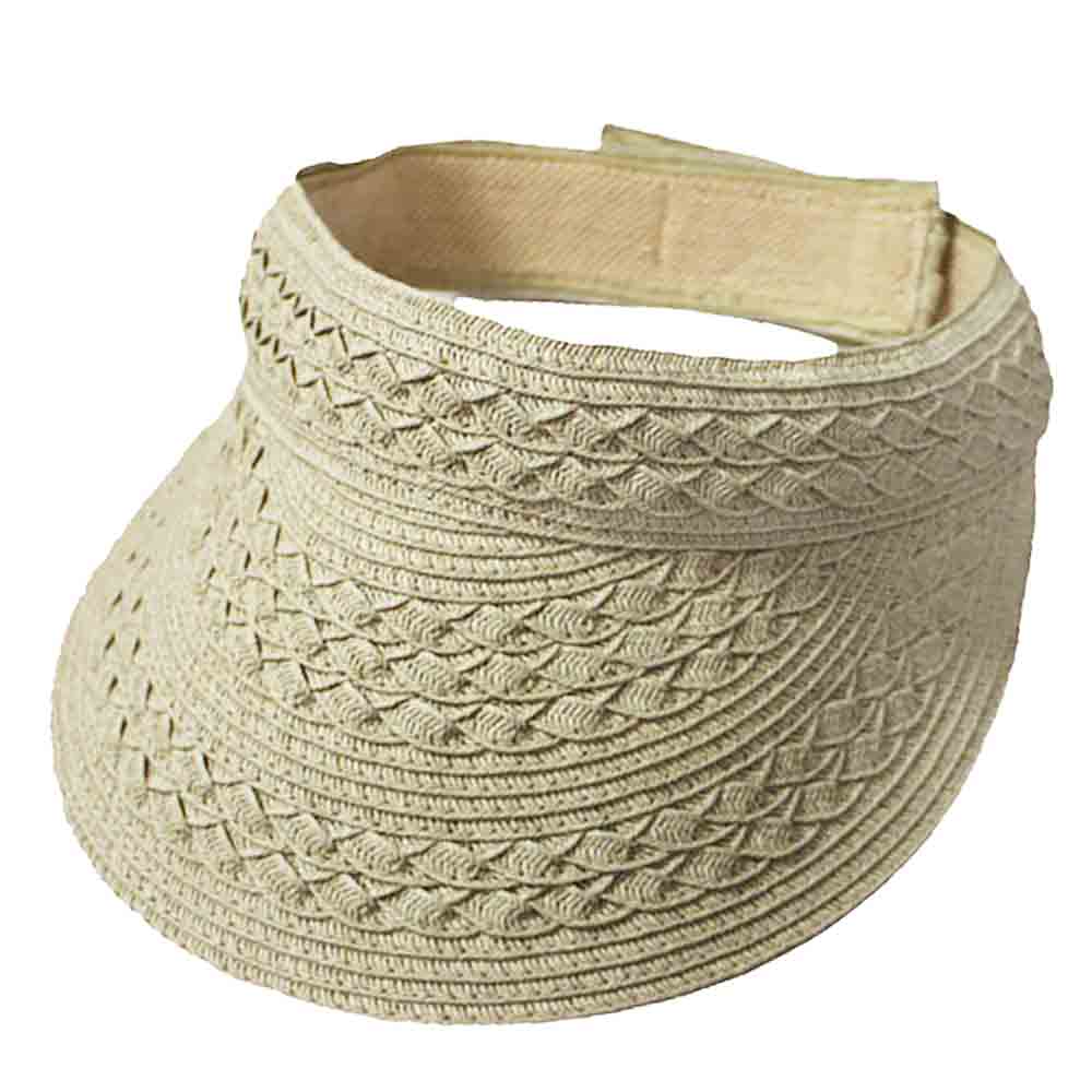 Cross Braid Sun Visor Hat - Jeanne Simmons Accessories Visor Cap Jeanne Simmons js6310wt Wheat Tweed  