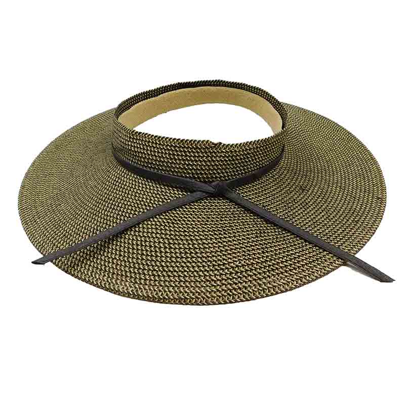 Crownless Sun Visor Hat - Packable Sun Protection for Women Black Tweed