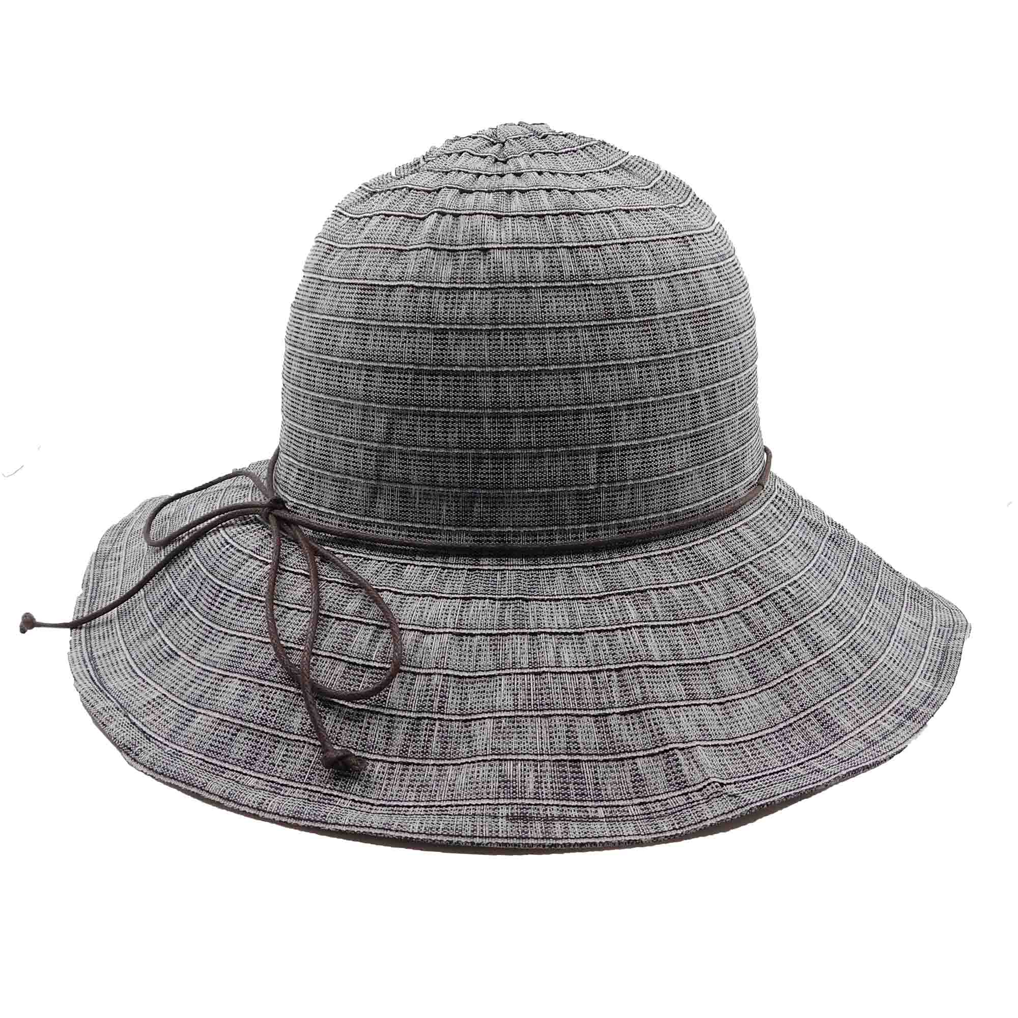 Crushable Denim Ribbon Bucket Hat - Bohemian Fashion Cloche Bohemian Fashion LH6136bk Black  