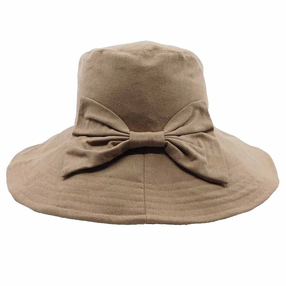 Crushable Ribbon Hat with Bow Accect - Bohemian Fashion Cloche Bohemian Fashion LH6389bg Beige  