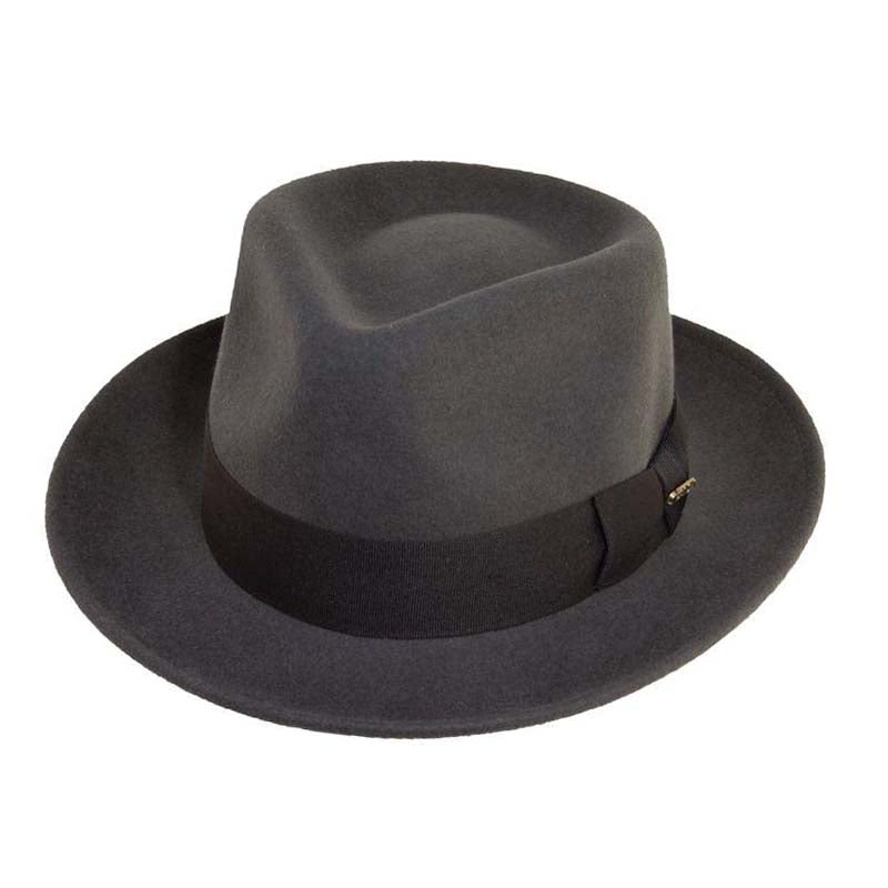 Crushable Water Repellent Wool Felt Fedora Hat - Scala Hat Fedora Hat Scala Hats DF109 Grey Medium (57 cm) 