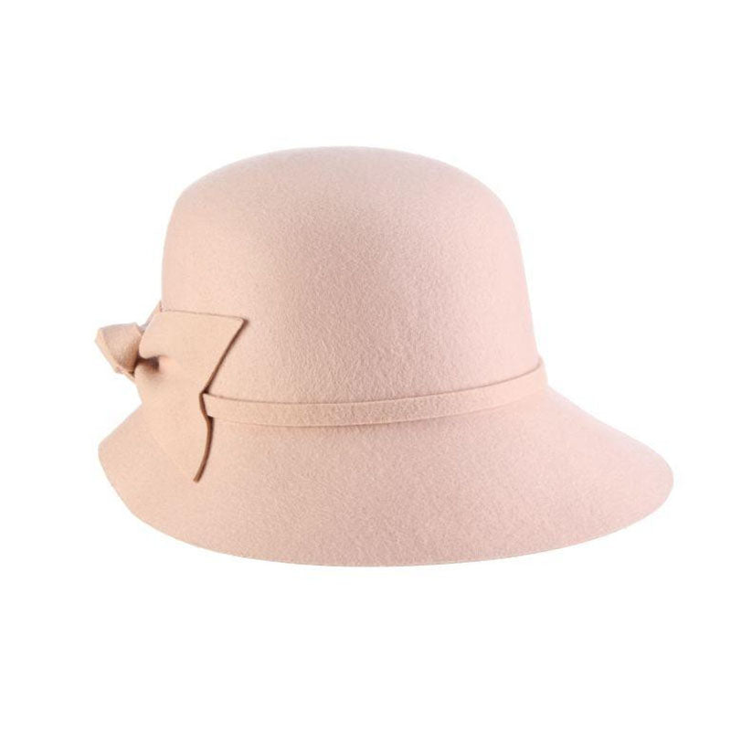 Crushable Wool Felt Cloche with Bow - Scala Hats Cloche Scala Hats LF255 Blush  