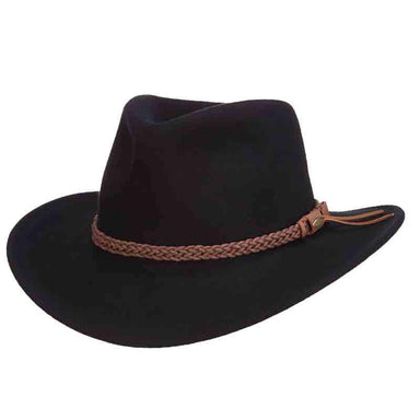 Black Crushable Wool Felt Outback Hats - Scala Hats Safari Hat Scala Hats df189bkm Black M/L (58 cm) 