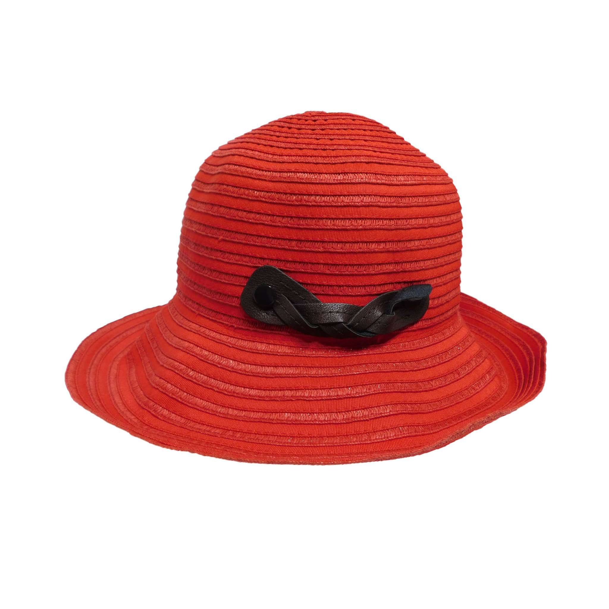 Trendy Mens Wide Brim Bucket Hat With Circular Ribbon And Metal