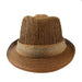 Brown Straw Fedora Hat with Blue Stitched Band Fedora Hat Mentone Beach    