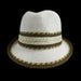 Fedora White with Southwest Motif, Fedora Hat - SetarTrading Hats 