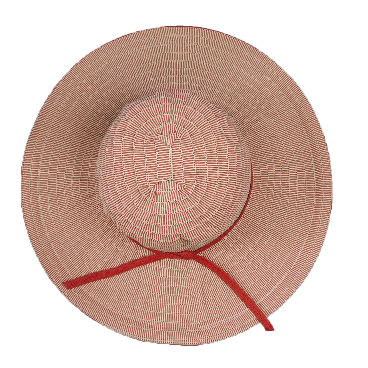 Ribbon Flat Brim Summer Hat Floppy Hat Jeanne Simmons WSRP510RD Red  