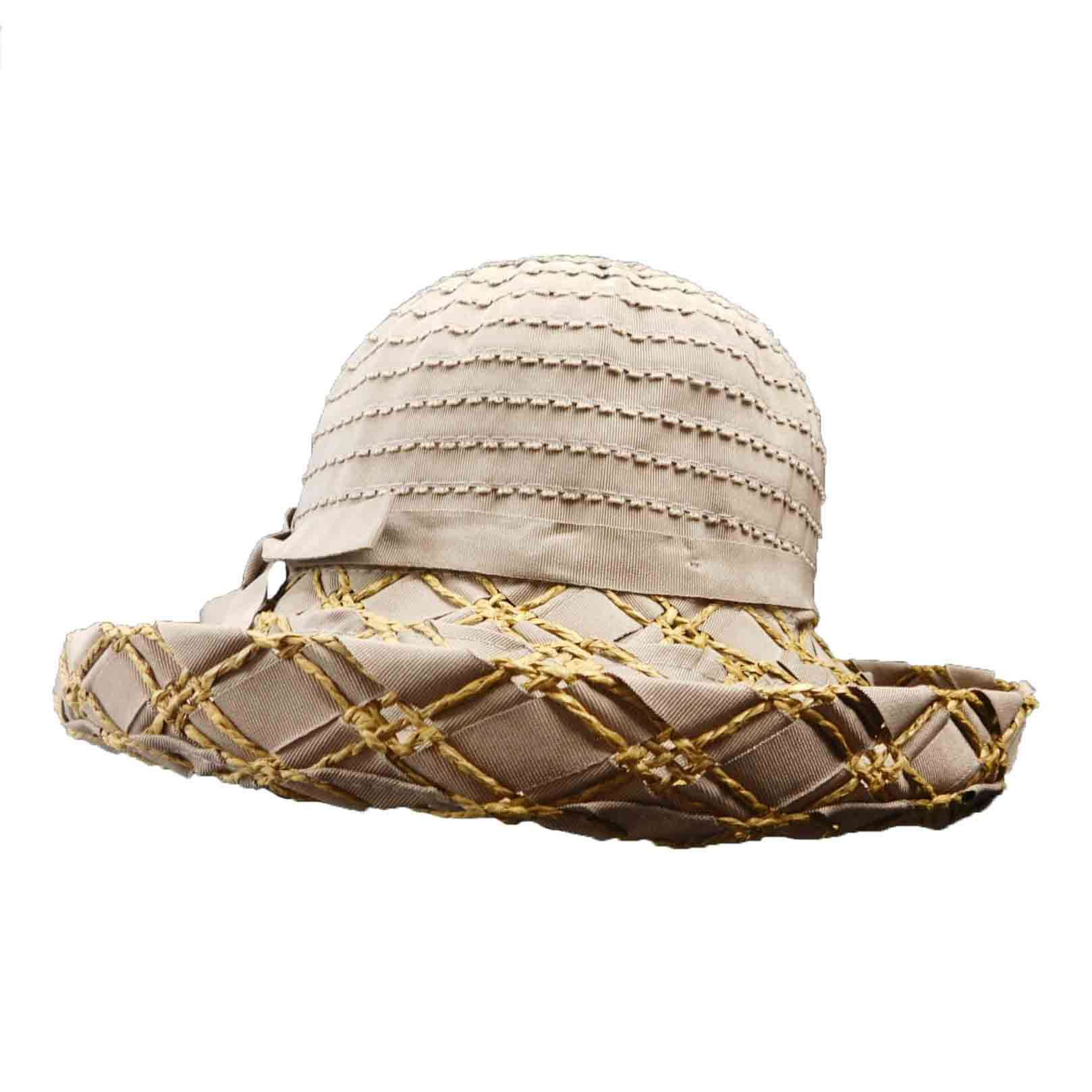 Ribbon Hat with Criss Cross Straw  Kettle Brim Kettle Brim Hat Jeanne Simmons    