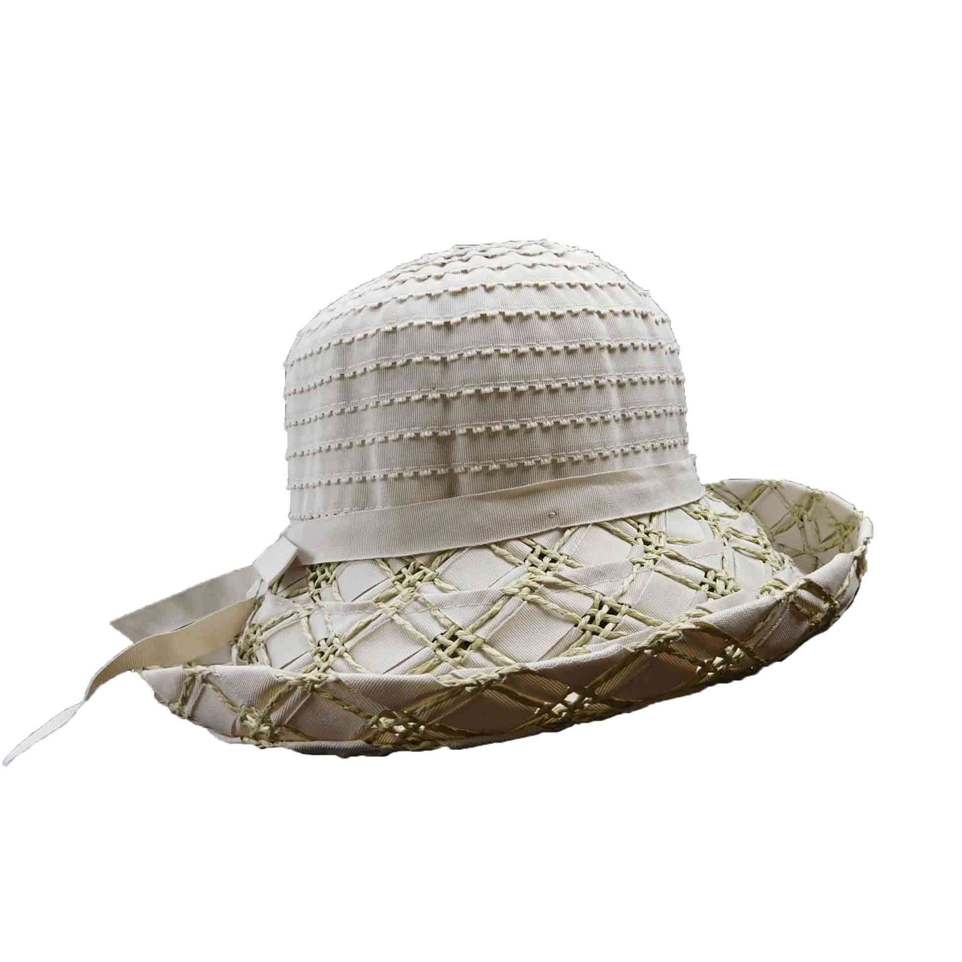 Ribbon Hat with Criss Cross Straw  Kettle Brim Kettle Brim Hat Jeanne Simmons    