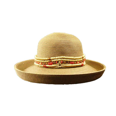 Kettle Brim Hat with Wooden Beads Kettle Brim Hat California Hat Company    
